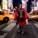 In just one of the many nutty scenarios set to befall him, the Roman centurion knelt and prayed before the large bronze Atlas statue outside Rockefeller Center.
